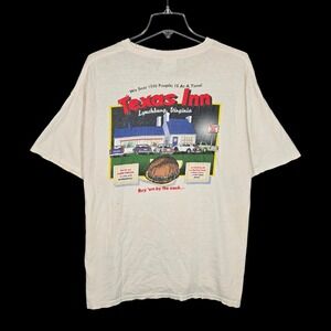 Vintage Texas Inn T-Shirt Mens XL Restaurant Promo VA Fast Food Distressed White
